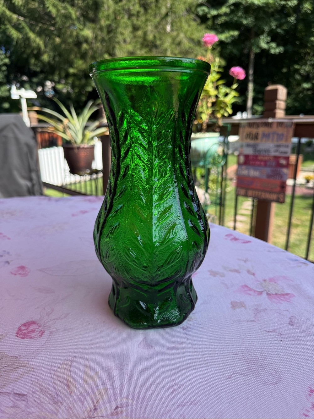 Green Decorative Glass Vase -  vintage